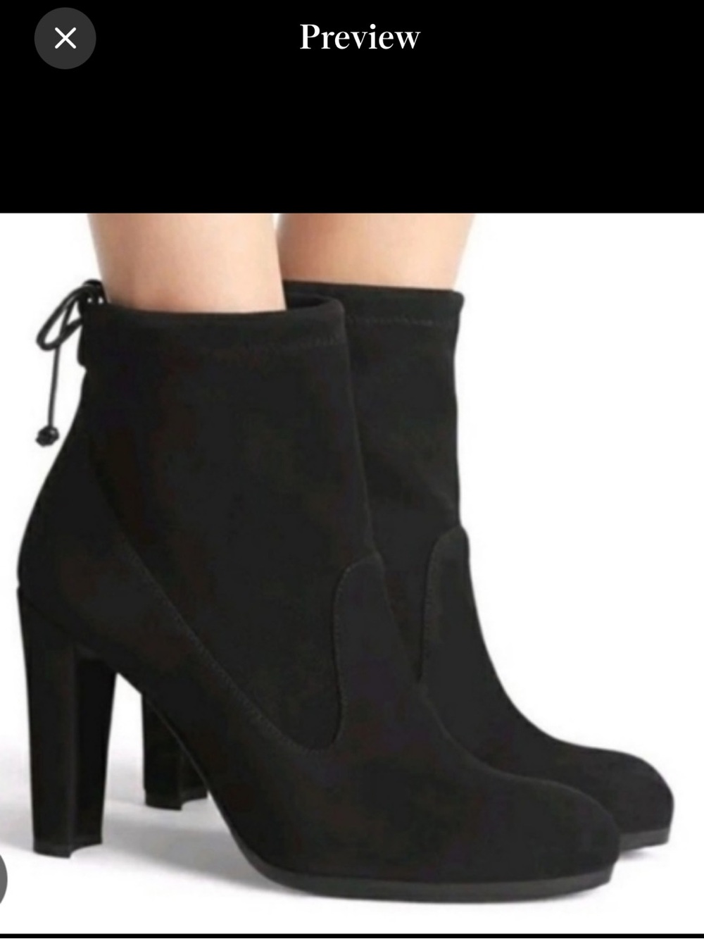 Stuart Weitzman Black Suede High Block Heel Ankle Boots